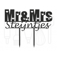  Taarttopper - Mr(s) & Mr(s) blokletters met hartjes + achternaam, fig. 1 