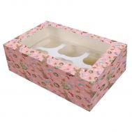 Cupcake doos kerst roze met venster + insert voor 6 cupcakes set/2 - Culpitt, fig. 1 