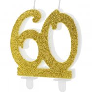  Kaarsje goud glitter cijfer nr. 60 - PartyDeco, fig. 1 
