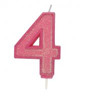  Kaarsje roze glitter cijfer nr. 4 - Culpitt, fig. 1 