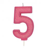  Kaarsje roze glitter cijfer nr. 5 - Culpitt, fig. 1 