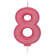  Kaarsje roze glitter cijfer nr. 8 - Culpitt, fig. 1 