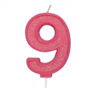  Kaarsje roze glitter cijfer nr. 9 - Culpitt, fig. 1 