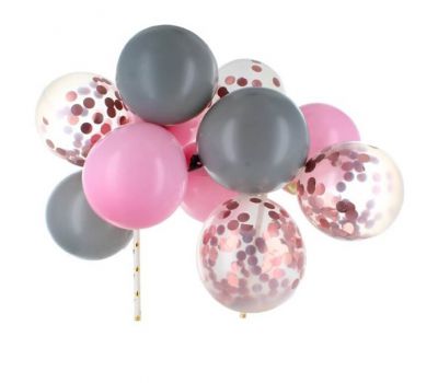  Cake ballonnen roze & zilver, fig. 1 