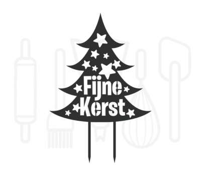  Taarttopper - Kerstboom fijne kerst met sterren, fig. 1 