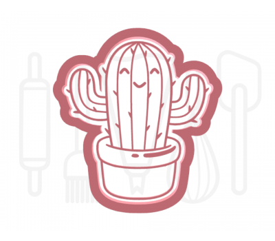  Cactus met gezichtje uitsteker + stempel - 3D geprint, fig. 1 