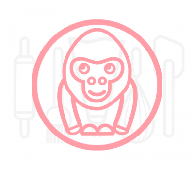  Fondant stempel Gorilla - 3D Geprint, fig. 1 