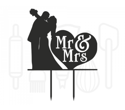  Taarttopper - Kussend bruidspaar mr & mrs, fig. 1 