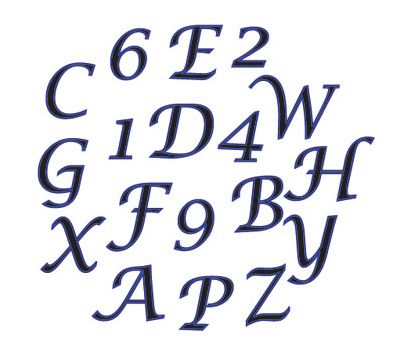  Alfabet & cijfers tappits upper case SCRIPT, fig. 1 