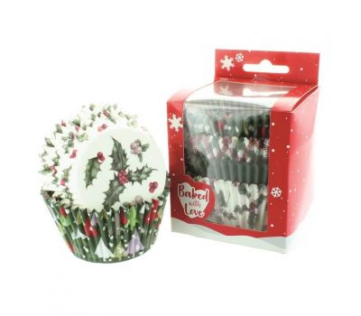  Kerst vintage holly - baking cups (100 st) - Baked with Love, fig. 1 