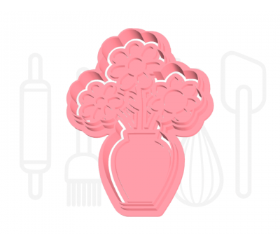 Vaas met bloemen uitsteker + stempel - 3D-geprint, fig. 2 