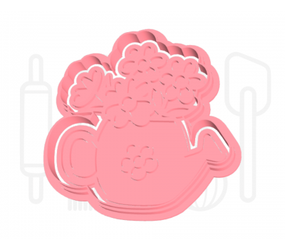  Theepot met bloemen uitsteker + stempel - 3D-geprint, fig. 2 