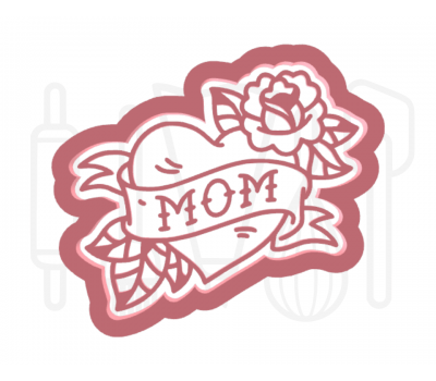  Mom in hart met roos uitsteker + stempel - 3D-geprint, fig. 1 
