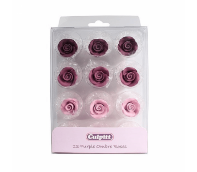  Suikerdecoratie rozen paars ombré 2 cm set/12 - Culpitt, fig. 1 