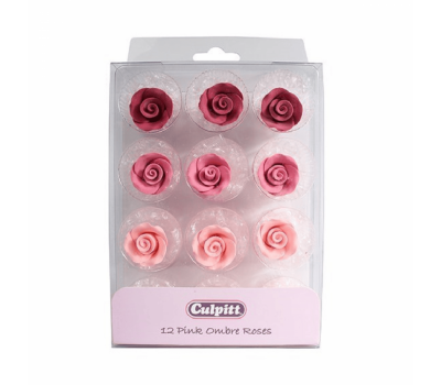  Suikerdecoratie rozen roze ombré 2 cm set/12 - Culpitt, fig. 1 
