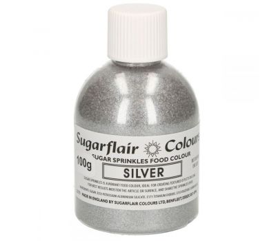  Gekleurde fijne suiker zilver 100 gr - Sugarflair, fig. 1 