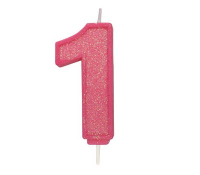  Kaarsje roze glitter cijfer nr. 1 - Culpitt, fig. 1 