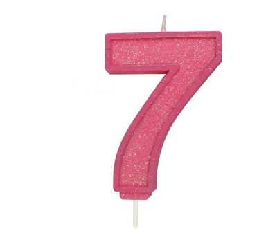 Kaarsje roze glitter cijfer nr. 7 - Culpitt, fig. 1 