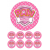  Eetbare print - 17,5 cm rond + 8 rondjes 5 cm - Honden club logo roze, fig. 1 