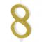  Kaarsje goud glitter cijfer nr. 8 - PartyDeco, fig. 1 